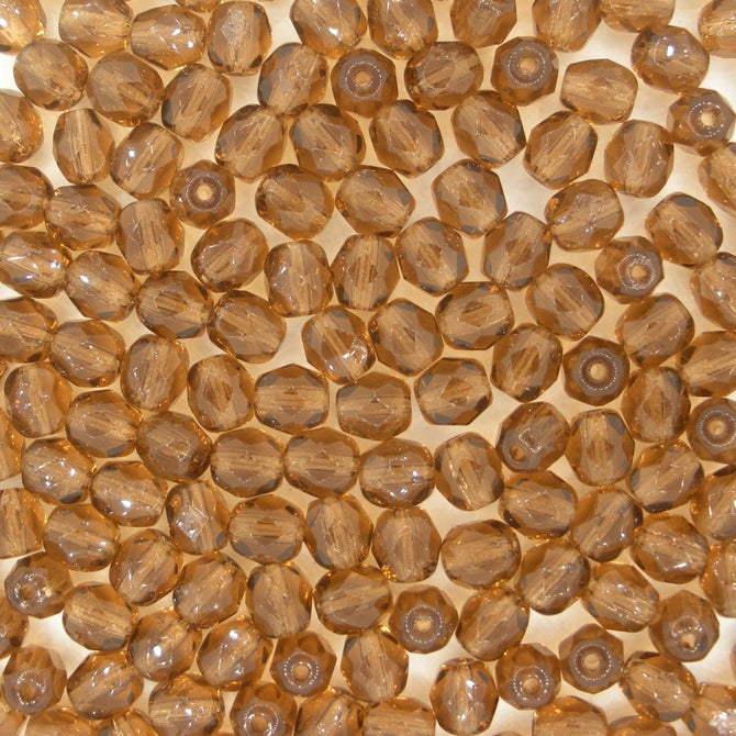 50 x 5mm faceted beads in Smoke Topaz