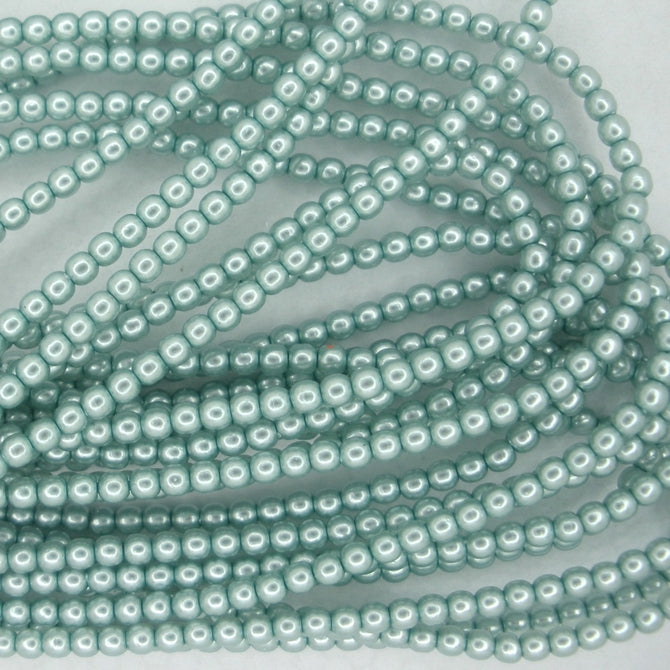50 x 2mm round pearls in Baby Blue