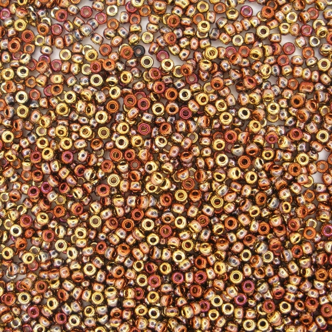 55041 - 10g Size 11/0 Miyuki seed beads in Black/California Gold Rush