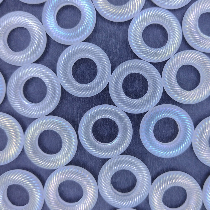 Large 18mm ring in Crystal with laser etched lines