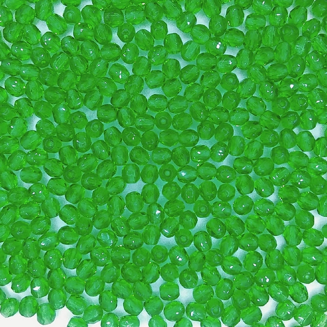 50 x 4mm faceted beads in Light Emerald Green *