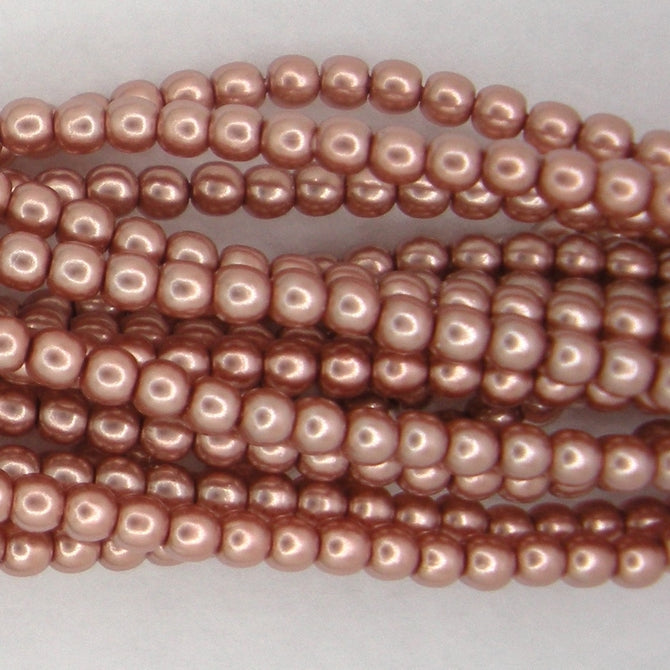 50 x 2mm round pearls in Antique Pink