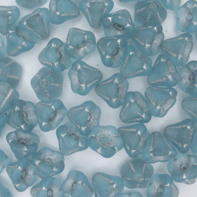 10 x flowers in Blue and Silver (10x8mm)