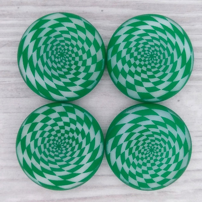 24mm Cabochon in Neon Emerald with Stepped Spiral
