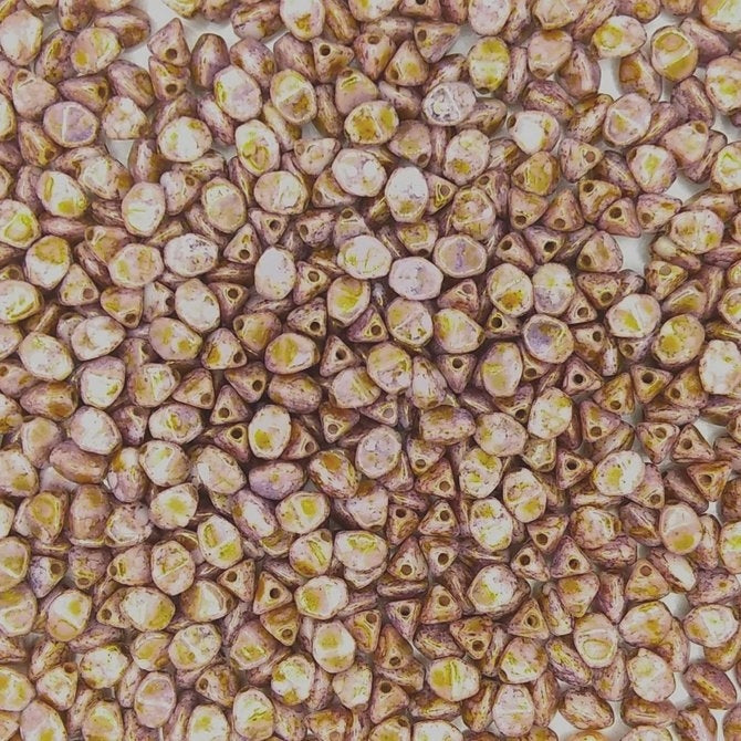 50 x pinch beads in Pink Travertin Gold Lustre