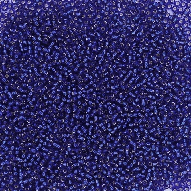0020 - 25g Size 15/0 Miyuki seed beads in Silver lined Cobalt