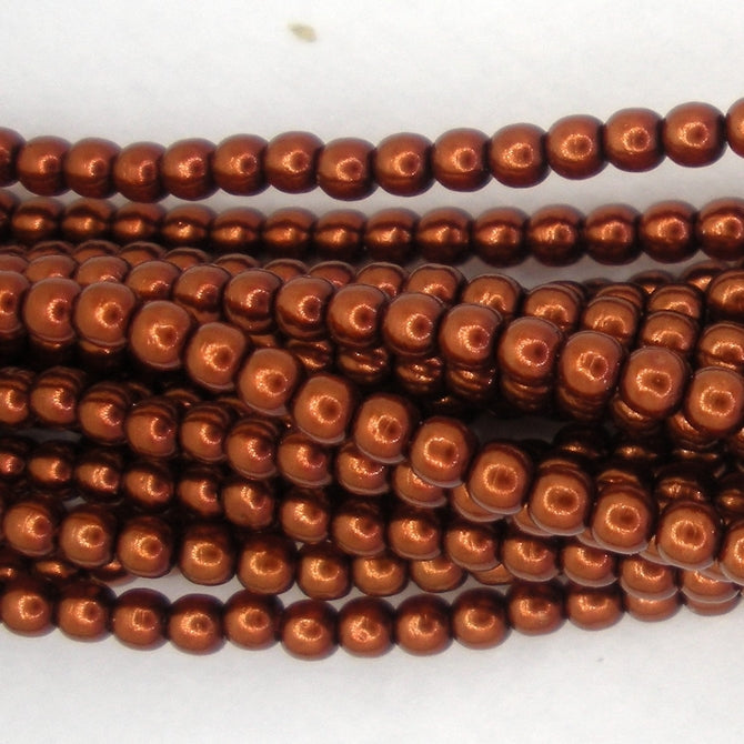 50 x 2mm round pearls in Dark Copper