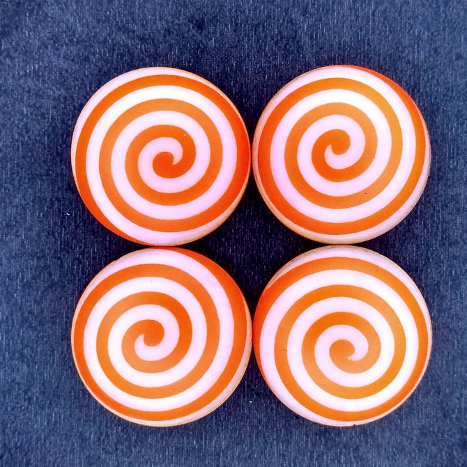24mm Cabochon in Neon Orange with Swirl