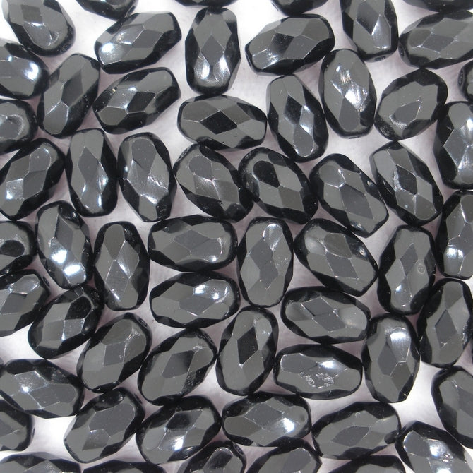 25 x faceted ovals in Black (9x6mm)