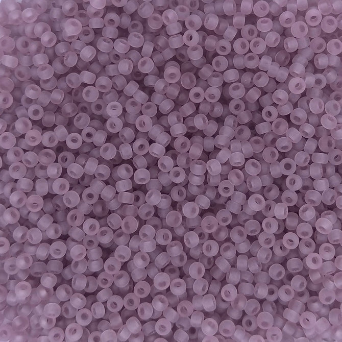 0142F - 10g Size 11/0 Miyuki seed beads in Matt Transparent Smoky Amethyst