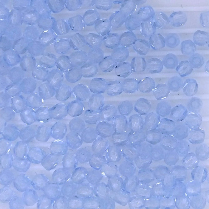50 x 2.5mm faceted beads in Light Sapphire Blue