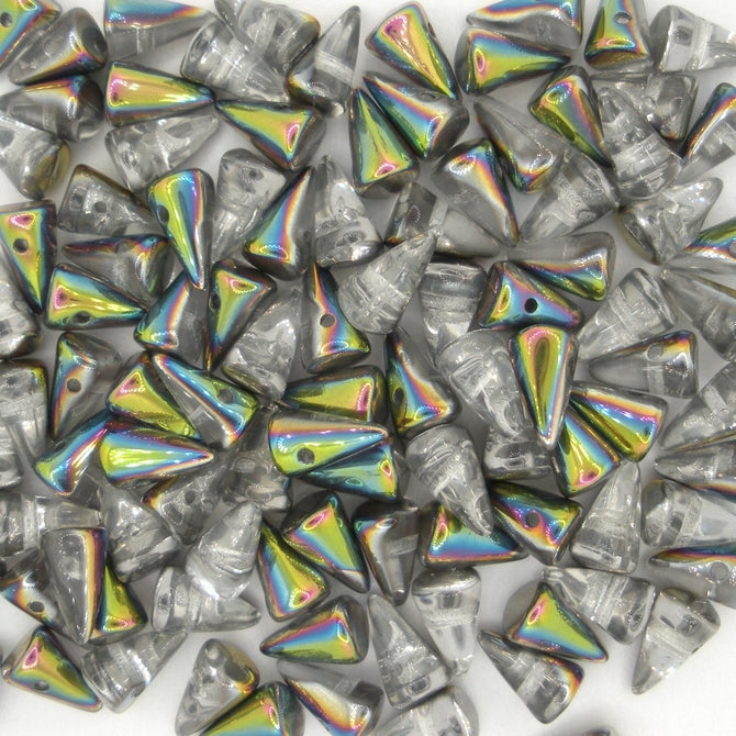 10 x small spikes in Crystal Vitrail (5x8mm)