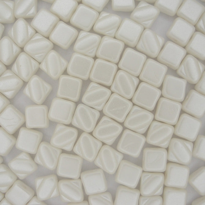 25 x 6mm Silky beads in Pastel White