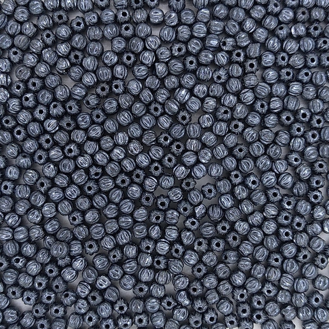 50 x 3mm melon beads in Gunmetal