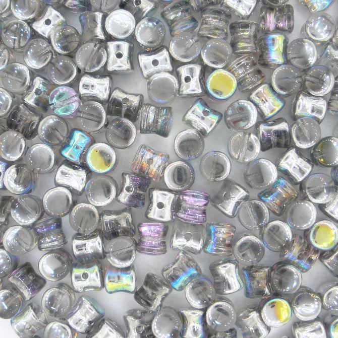 50 x diabolo beads in Silver Rainbow