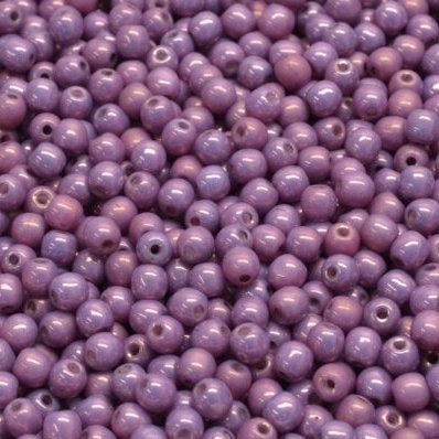 50 x 3mm round beads in Amethyst Lustre