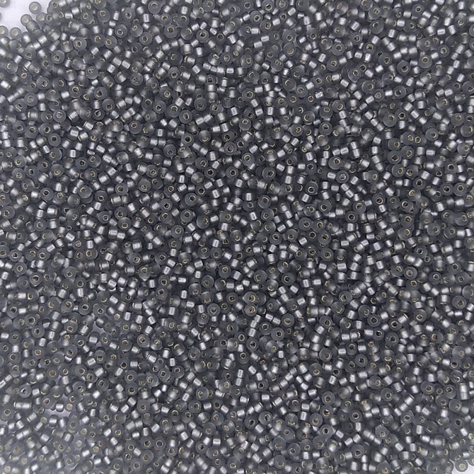 0021F - 5g Size 15/0 Miyuki seed beads in Matt Silver lined Grey