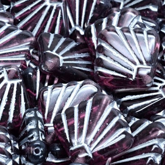 4 x 17mm Diafan beads in Amethyst and Silver