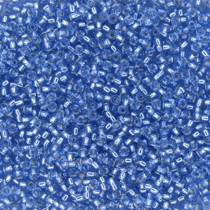 0028 - 10g Size 11/0 Miyuki seed beads in Silver lined Cornflower Blue
