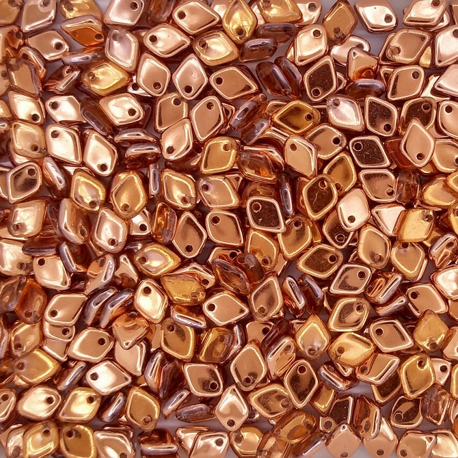 5g Dragon Scale beads in Crystal/Capri Gold