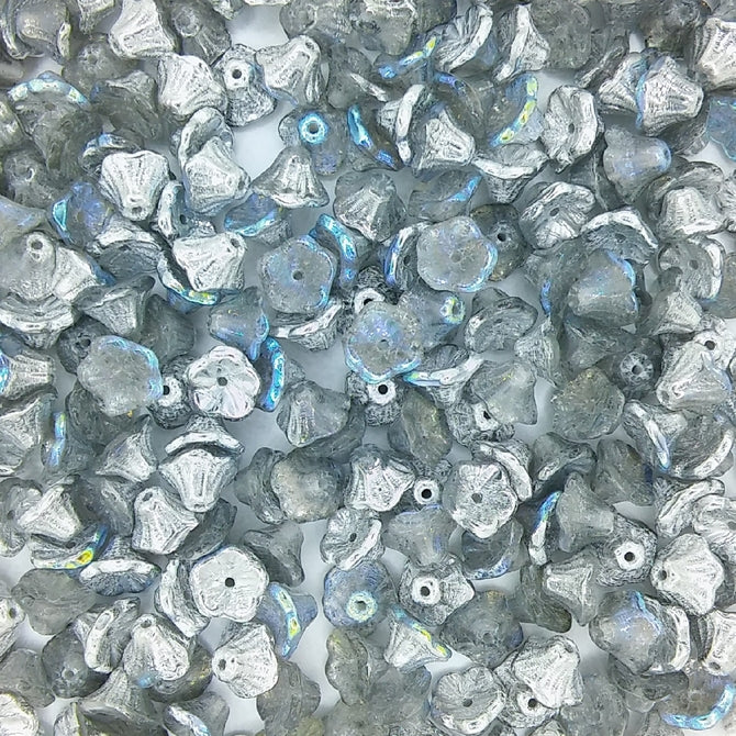 25 x flower cups in Silver Rainbow (7x5mm)