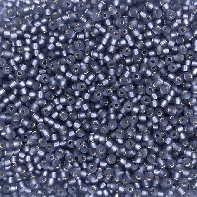 0021F - 10g Size 11/0 Miyuki seed beads in Matt Silver lined Grey