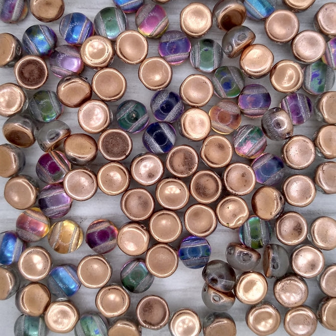10 x 2 hole cabochon in Underlit Vapour (6mm)