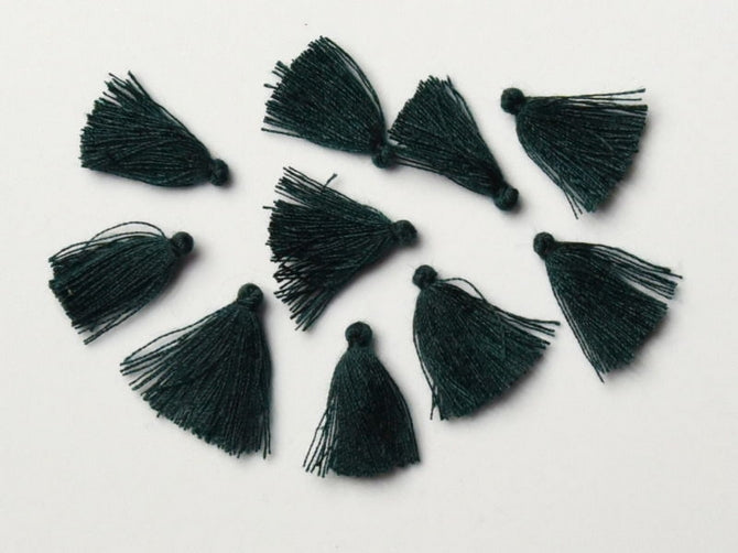 Pair of 1.7cm Cotton tassels in Green Black