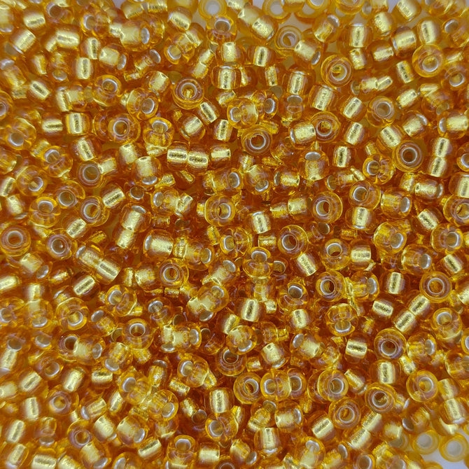 0004 - 10g Size 8/0 Miyuki seed beads in Silver lined Dark Gold