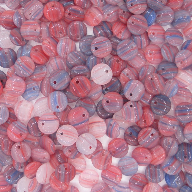 40 x 6mm lentils in Red Marble