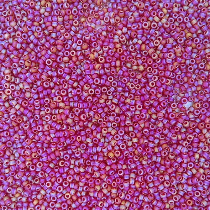 0141FR - 10g Size 11/0 Miyuki seed beads in Matt Red AB