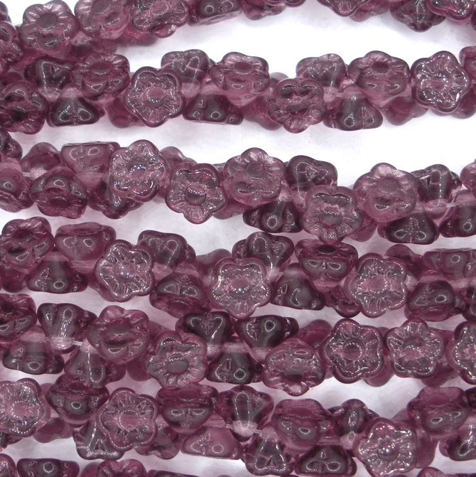 10 x 7mm top drilled flowers in Amethyst