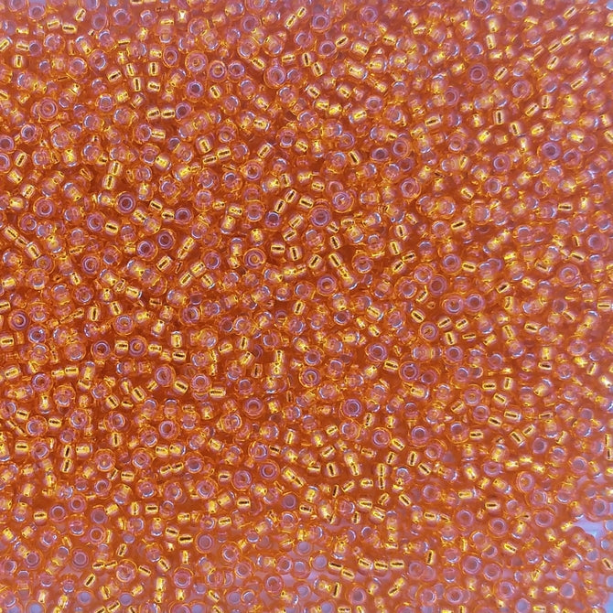 0008 - 5g Size 15/0 Miyuki seed beads in Silver lined Orange
