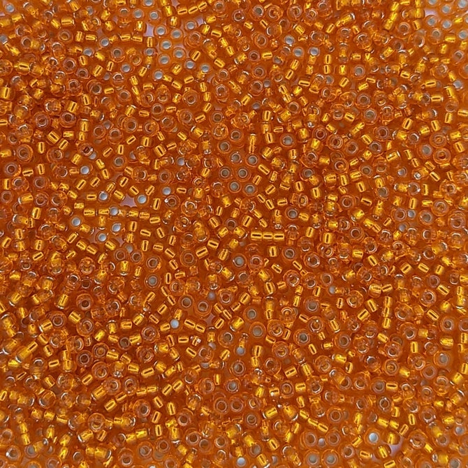 0008 - 10g Size 11/0 Miyuki seed beads in Silver lined Orange