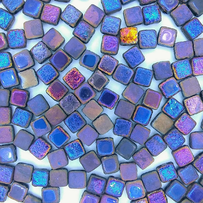 25 x 6mm Czech tiles in Etched Full Sliperit