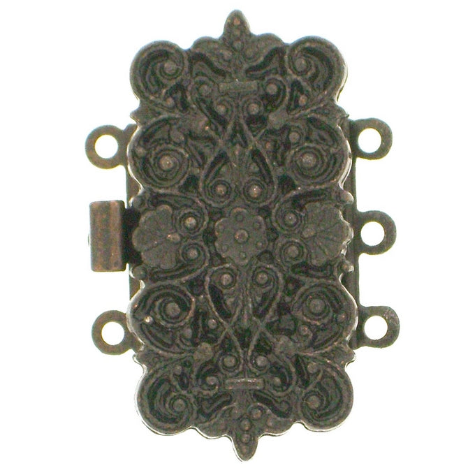 Claspgarten Black Copper clasp with 3 rows 12895 - 29x14mm