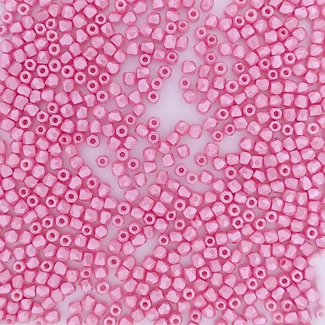 50 x 2mm faceted beads in Pastel Pink