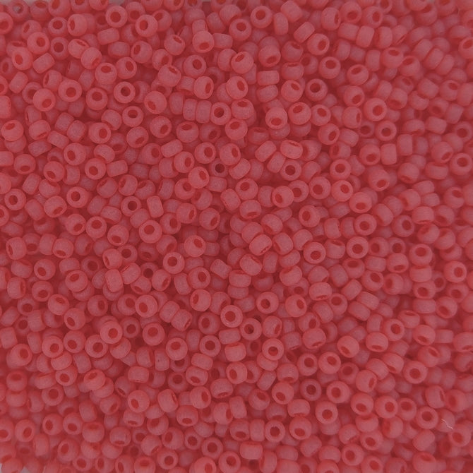 0140F - 10g Size 11/0 Miyuki seed beads in Matt Transparent Light Red