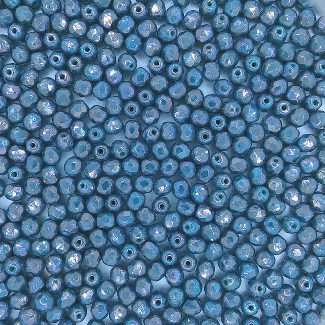 50 x 4mm faceted beads in Turquoise Nebula