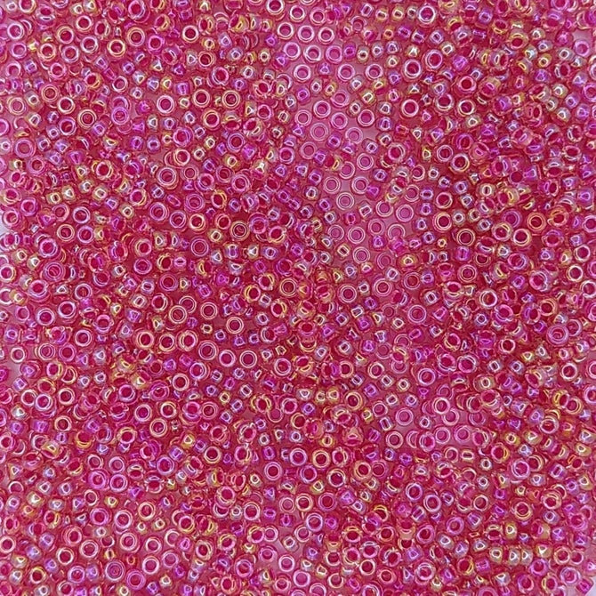 0355 - 10g Size 11/0 Miyuki seed beads in Hot Pink lined Crystal AB