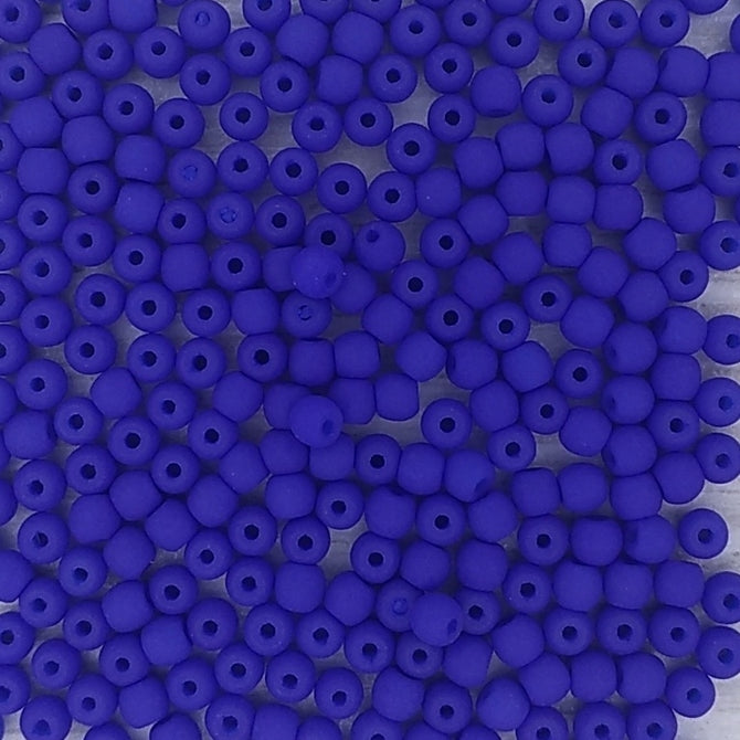 50 x 3mm round beads in Neon Blue