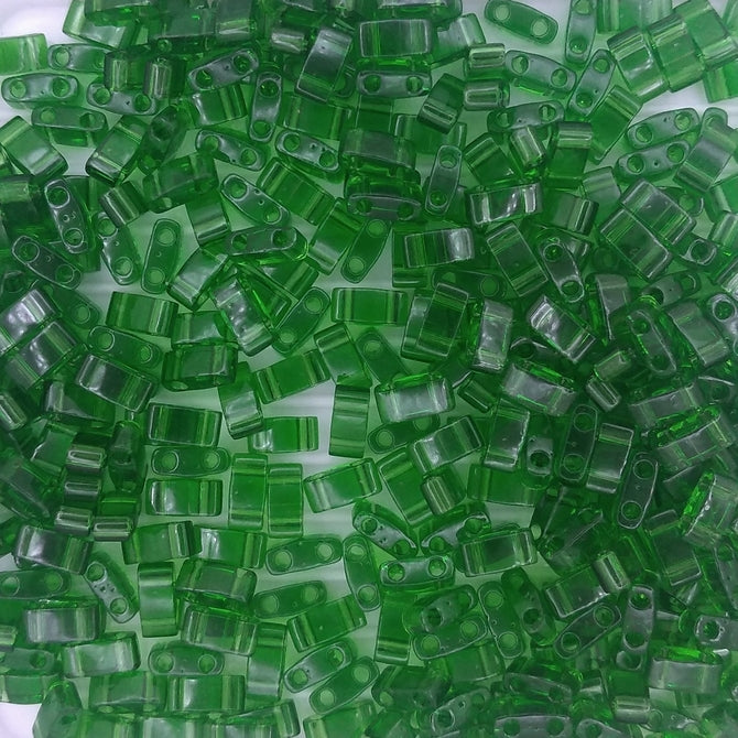 HTL0146 - 5g Half Tila beads in Transparent Green