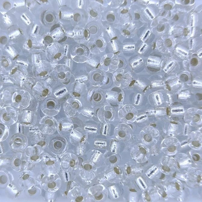0001 - 50g Size 6/0 Miyuki seed beads in Silver lined Crystal