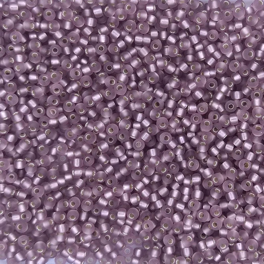0012F - 50g Size 11/0 Miyuki seed beads in Matt Silver lined Smoky Amethyst