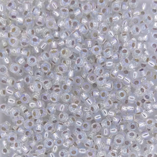 1001 - 50g Size 8/0 Miyuki seed beads in Silver lined Crystal AB