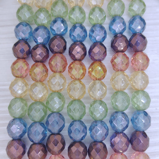 10 x 10mm faceted mix of Crystal/Picasso beads