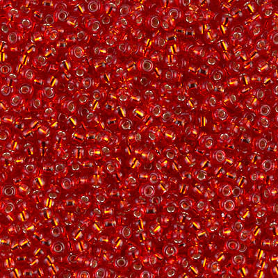 0010 - 50g Size 8/0 Miyuki seed beads in Silver lined Flame Red