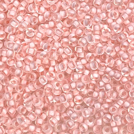 1923 - 10g Size 11/0 Miyuki seed beads in Semi Matt Pink lined Crystal