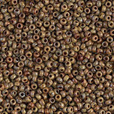 4517 - 10g Size 11/0 Miyuki seed beads in Opaque Tan Brown Picasso