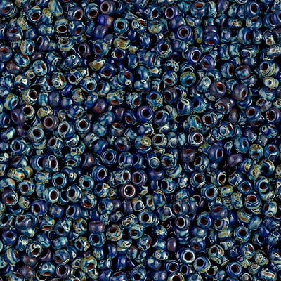 4518 - 10g Size 11/0 Miyuki seed beads in Opaque Cobalt Picasso
